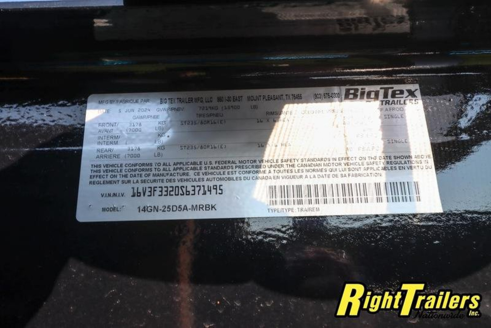 New 2025 8.5X25 BIG TEX EQUIPMENT TRAILER 14GN