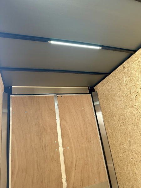 New NEW 6×10 V-Nose Enclosed – BARN DOORS (Double Rear Doors) + Barlock + Polycore + D-Rings
