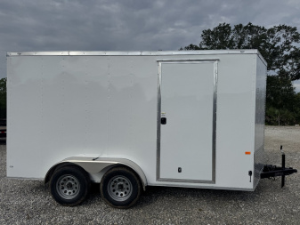 New 2026 Rock Solid Cargo 7X14 TANDEM AXLE 7000 LB GVWR Cargo / Enclosed Trailer WITH 7FT INTERIOR HEIGHT, REAR RAMP DOOR, SIDE DOOR, 4 D-RINGS IN FLOOR