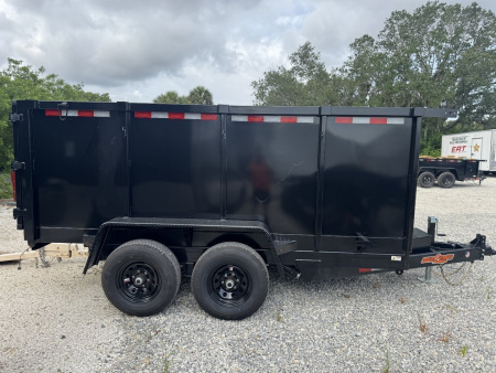 New 2025 6X12 TANDEM AXLE 10000 LB GVWR DOWN 2 EARTH Dump Trailer WITH 4FT TALL SIDES, TARP, RAMPS, D RINGS, BRAKES ON BOTH AXLES