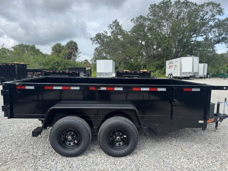 New 2025 6X12 TANDEM AXLE 10000 LB GVWR DOWN 2 EARTH Dump Trailer WITH 2FT TALL SIDES, TARP, RAMPS, D RINGS, BRAKES ON BOTH AXLES