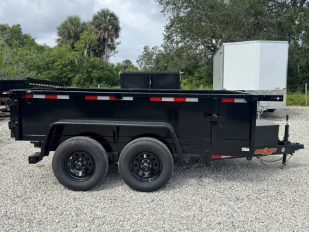 New 2025 6X10 TANDEM AXLE 7000 LB GVWR DOWN 2 EARTH Dump Trailer WITH 2FT TALL SIDES, TARP, BRAKES ON BOTH AXLES