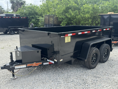 New 2025 6X10 TANDEM AXLE 7000 LB GVWR DOWN 2 EARTH Dump Trailer WITH 2FT TALL SIDES, TARP, BRAKES ON BOTH AXLES