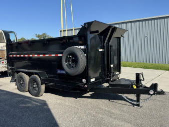 New 2025 SURE TRACK 7X14 TANDEM AXLE 14000 LB GVWR TELESCOPIC Dump Trailer WITH 4FT SIDES, RAMPS, TARP, D RINGS, AWESOME WARRANTY, 10 PLY TIRES