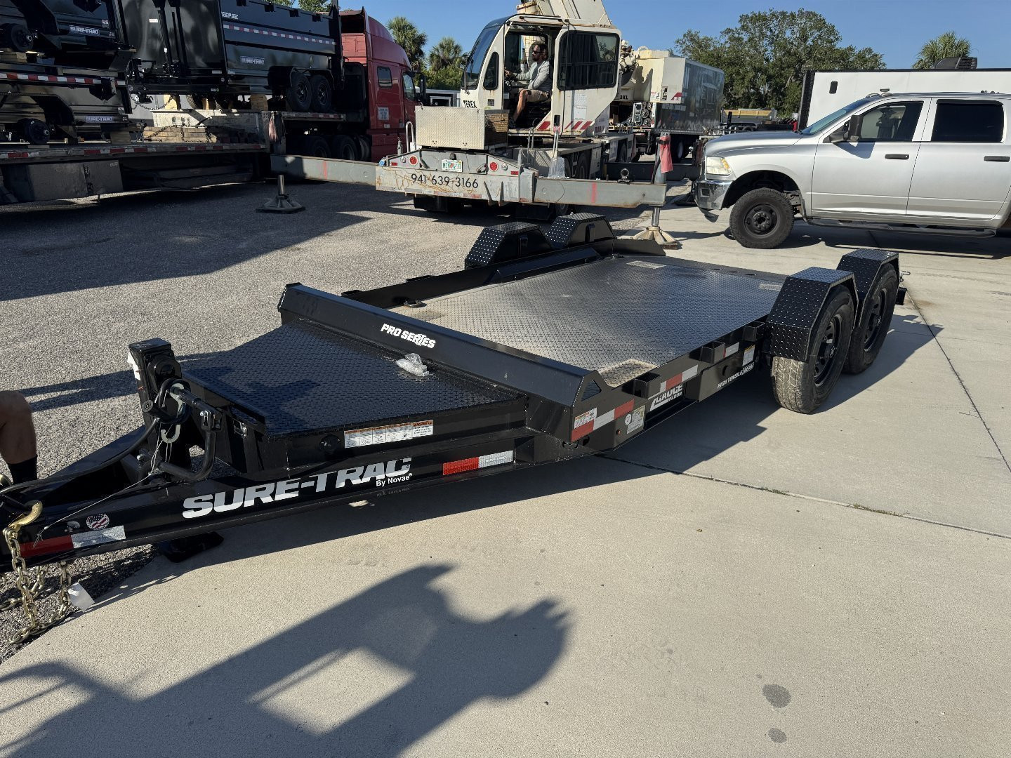 New 2025 Sure-Trac 7X14 TANDEM AXLE 15400 LB GVWR POWER DROP DECK Equipment Trailer