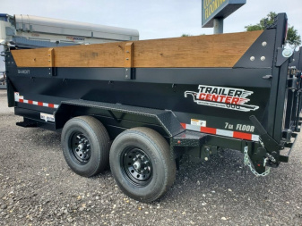 New 2025 Bandit 7X14 TANDEM AXLE 14000 LB GVWR TELESCOPIC Dump Trailer WITH 2FT TALL SIDES, TARP, RAMPS, D-RINGS, POWDERCOATED