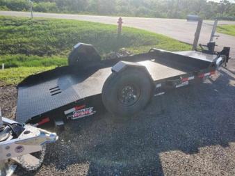 New 2025 Sure-Trac 7X12 SINGLE AXLE 7800 LB GVWR POWER DROP DECK Equipment Trailer