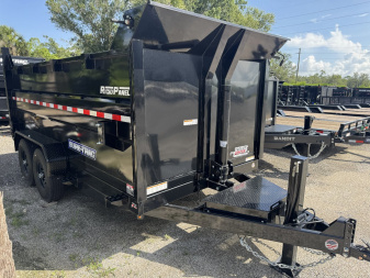 New 2025 Sure-Trac 7X14 TANDEM AXLE 14000 LB GVWR TELESCOPIC DUMP TRAILER WITH 4FT TALL SIDES, HYDRAULIC JACK, D RINGS, TARP, RAMPS, 14 PLY TIRES
