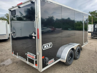 New 2025 ALCOM 7X16 TANDEM AXLE 7000 LB GVWR ALUMINUM Cargo / Enclosed Trailer WITH 6'9  INTERIOR HEIGHT/REAR RAMP DOOR, 1 PIECE ALUMINUM ROOF, LED LIGHTS, BRAKES ON BOTH AXLES