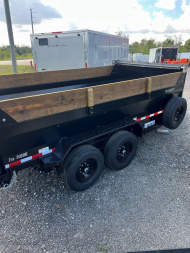 New 2025 Bandit 7X14 TANDEM AXLE 14000 LB GVWR TELESCOPIC Dump Trailer WITH 2FT SIDES/RAMPS/TARP/CHARGE PORT/POWDERCOATED/4 D-RINGS/REAR BARN DOOR-SPREADER GATE/14 PLY TIRES/SPARE TIRE/WHEEL/7 GUAGE FLOOR