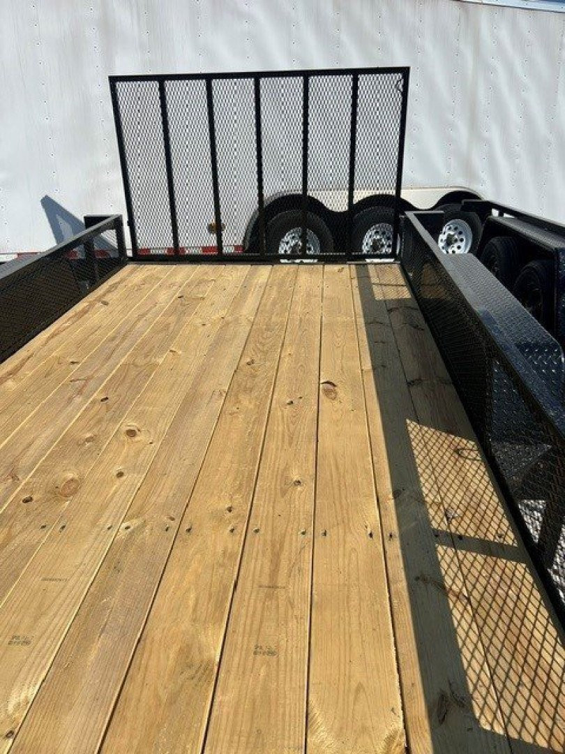 New 2025 Down 2 Earth 7X14 TANDEM AXLE 7000 LB GVWR Utility Trailer WITH REAR RAMP GATE/MESH SIDES