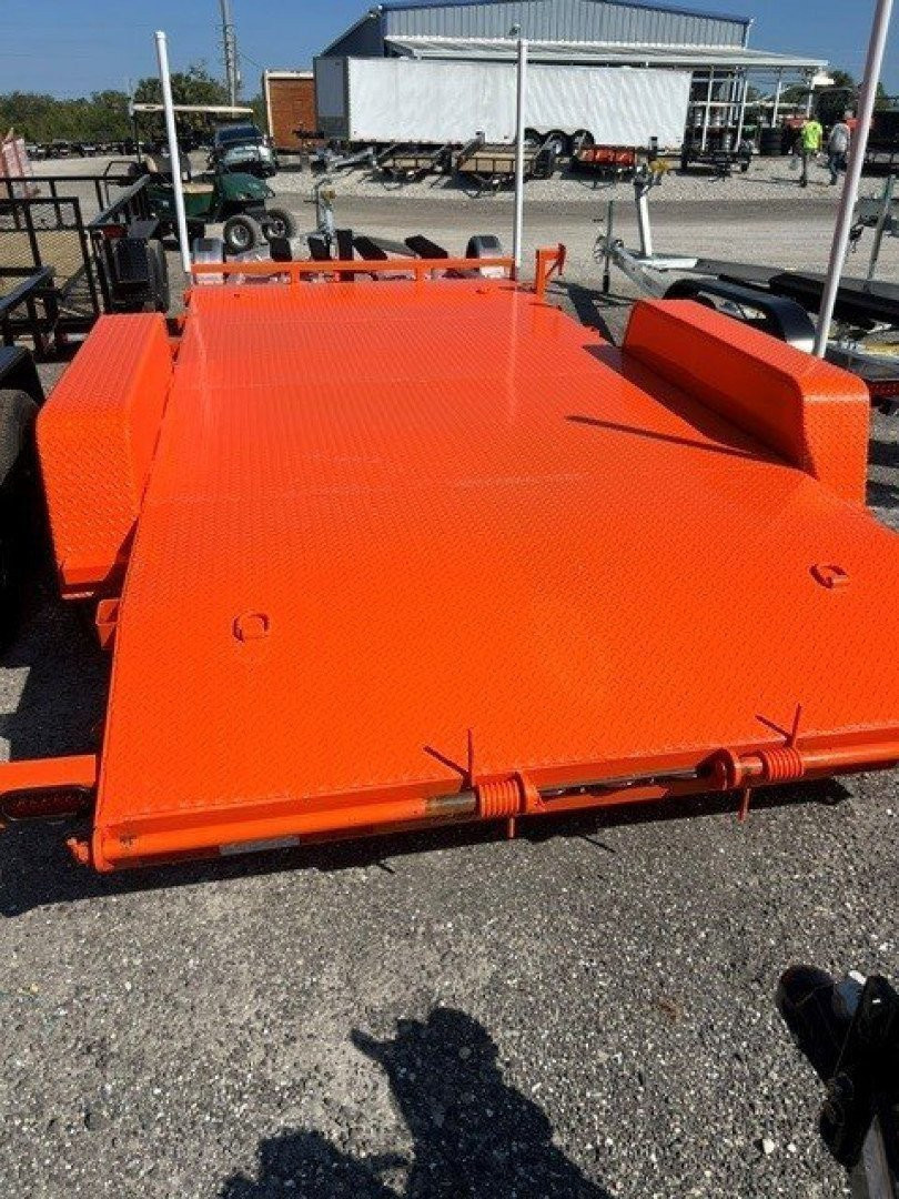 New 2025 Down 2 Earth 7X16 TANDEM AXLE 14000 LB GVWR Equipment Trailer WITH STEEL DECK/STAND UP RAMPS