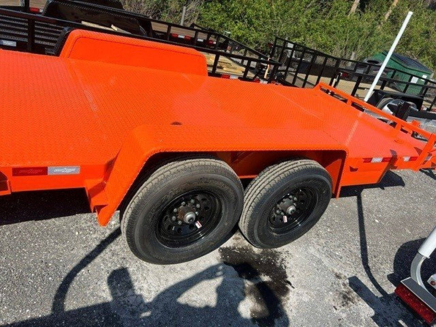 New 2025 Down 2 Earth 7X16 TANDEM AXLE 14000 LB GVWR Equipment Trailer WITH STEEL DECK/STAND UP RAMPS