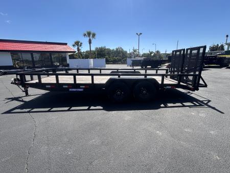 New 2023 Sure-Trac 7X20 TANDEM AXLE 14000 LB GVWR EQUIPMENT Trailer WITH 2FT TUBE TOP SIDES/14 PLY TIRES/ HEAVY DUTY SPLIT CONTRACTOR GATE
