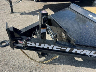 New 2025 Sure-Trac 7X16 TANDEM AXLE 17600 LB GVWR GRAVITY TILT Equipment Trailer WITH HUGE TOOLBOX/17.5" WHEELS/16 PLY TIRES/ POWDER COATED/AWESOME WARRANTY