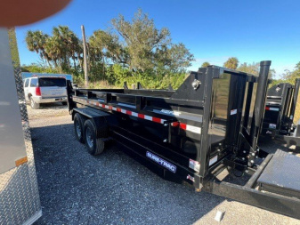 New 2025 Sure-Trac 7X16 TANDEM AXLE 14000 LB GVWR TELESCOPIC Dump Trailer WITH 14 PLY TIRES/TARP/RAMPS/D-RINGS/POWDERCOATED/AWESOME WARRANTY