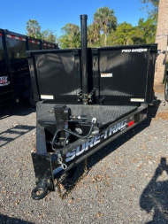 New 2025 Sure-Trac 7X16 TANDEM AXLE 17600 LB GVWR TELESCOPIC DUMP Trailer WITH 2FT SIDES/TARP/RAMPS/17.5  16 PLY TIRES/REAR STABILIZER JACKS/7 GUAGE FLOOR/HYDRAULIC JACK