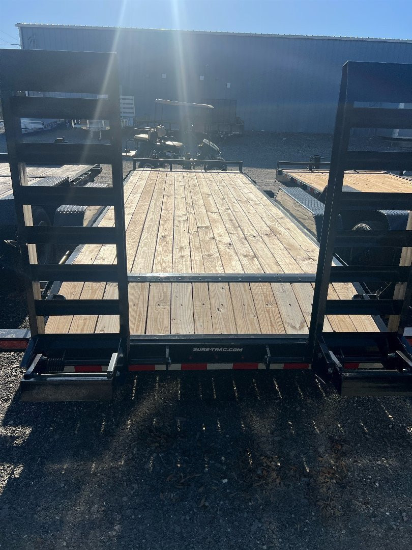 New 2025 Sure-Trac 7X20(18+2) TANDEM AXLE 16000 LB GVWR Equipment Trailer WITH STAND UP RAMPS