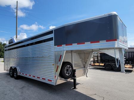 New 2024 Frontier Trailers LIVESTOCK GN 8X24 Stock / Stock Combo Trailer