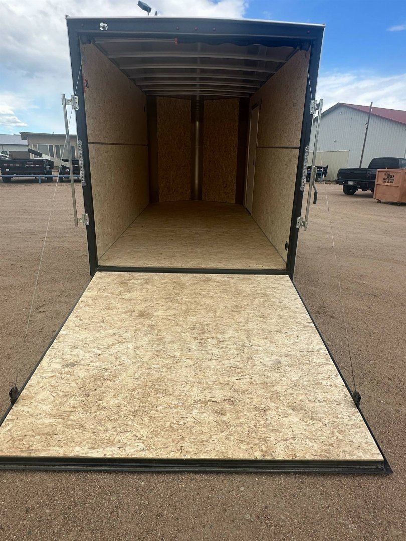 New 2025 H&H 7x16 Flat Top V-Nose Enclosed Cargo Trailer, White