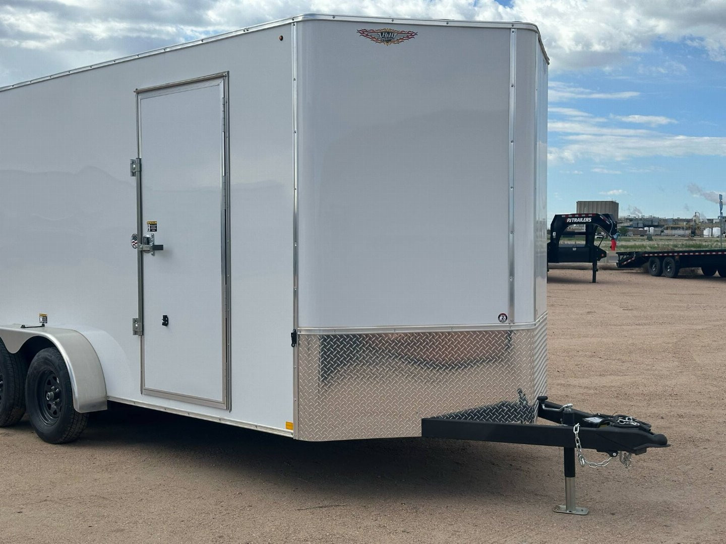 New 2025 H&H 7x16 Flat Top V-Nose Enclosed Cargo Trailer, White