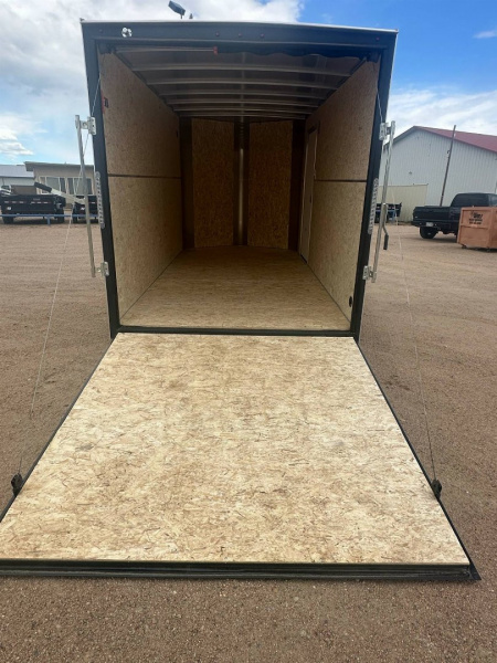 New 2025 H&H 7x16 Flat Top V-Nose Enclosed Cargo Trailer, White