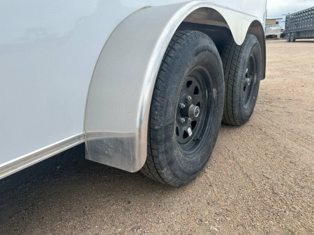 New 2025 H&H 7x16 Flat Top V-Nose Enclosed Cargo Trailer, White