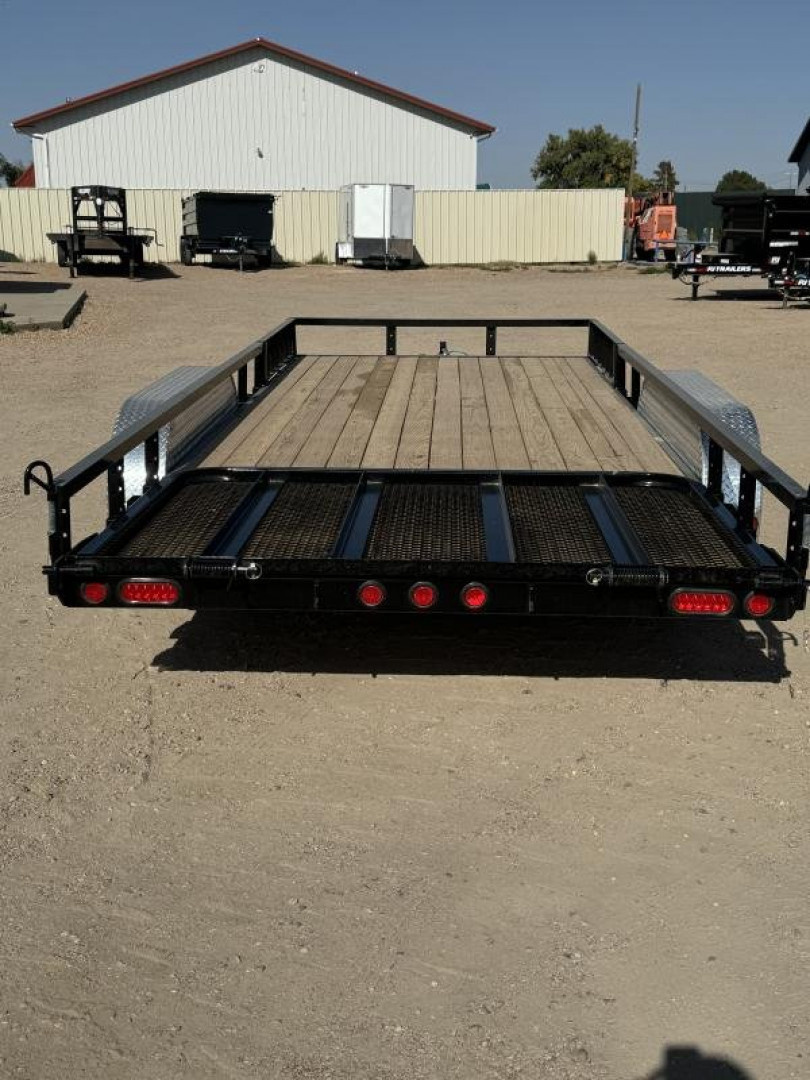 New 2025 PJ 7 x 18 Tandem Axle Utility Trailer w/ ATV Side Load Ramps