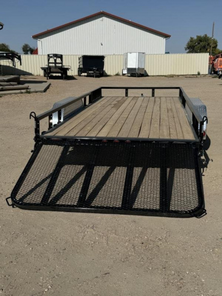 New 2025 PJ 7 x 18 Tandem Axle Utility Trailer w/ ATV Side Load Ramps