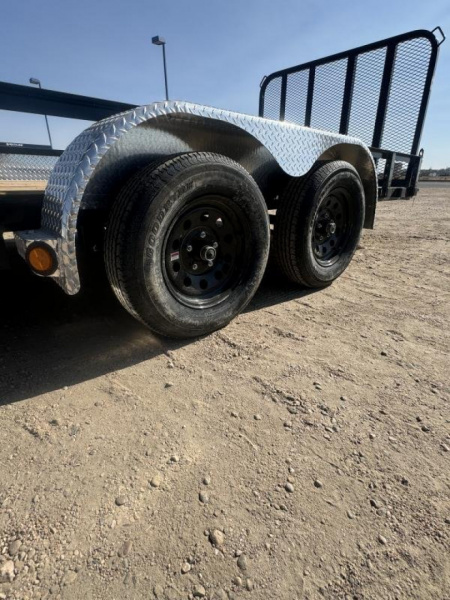 New 2025 PJ 7 x 18 Tandem Axle Utility Trailer w/ ATV Side Load Ramps