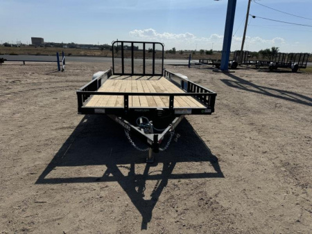 New 2025 PJ 7 x 18 Tandem Axle Utility Trailer w/ ATV Side Load Ramps