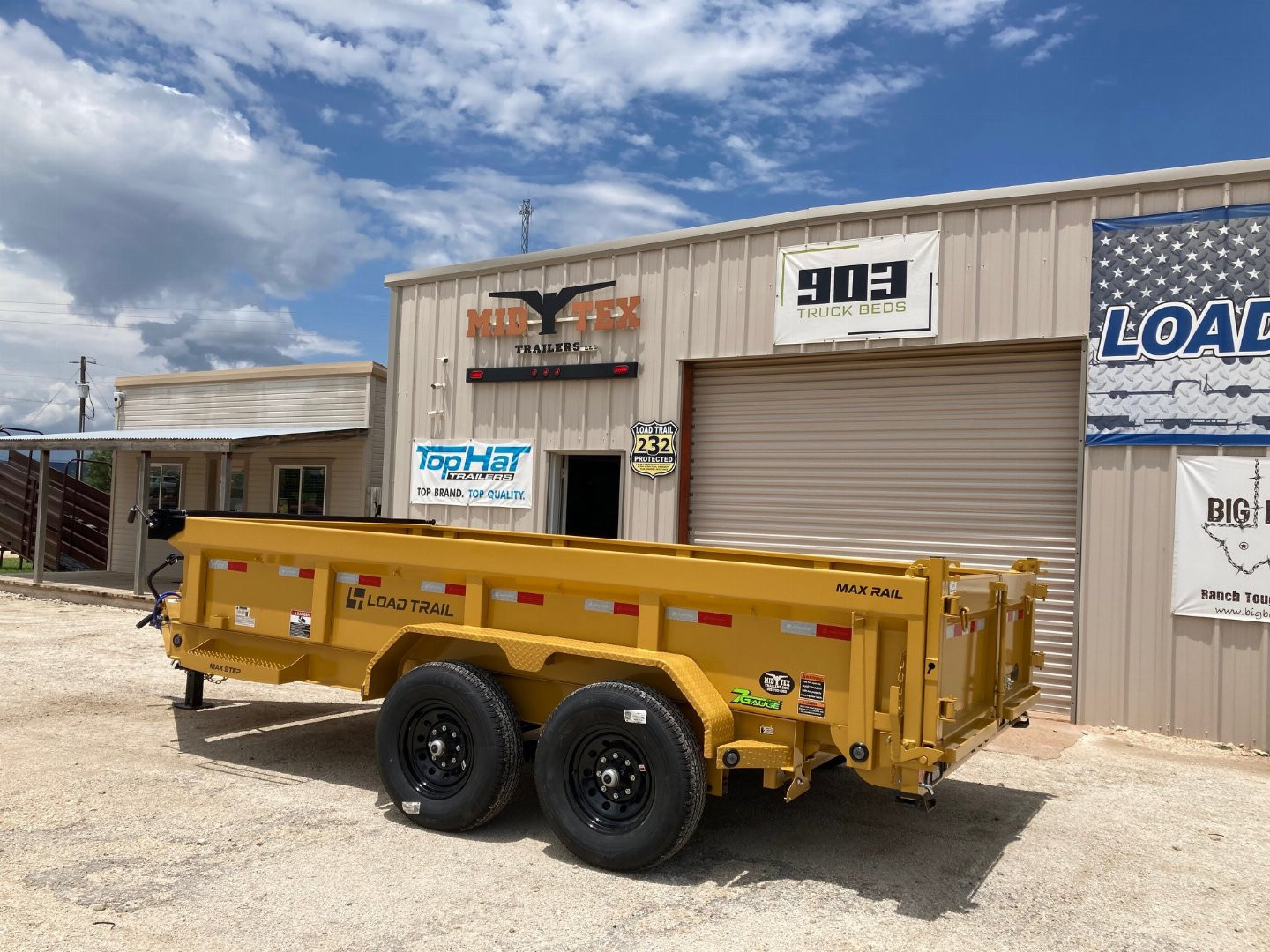 New 2026 Load Trail 14' x 83" Tandem Axle Low-Pro Dump Trailer (Yellow)