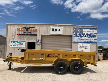 New 2026 Load Trail 14' x 83" Tandem Axle Low-Pro Dump Trailer (Yellow)
