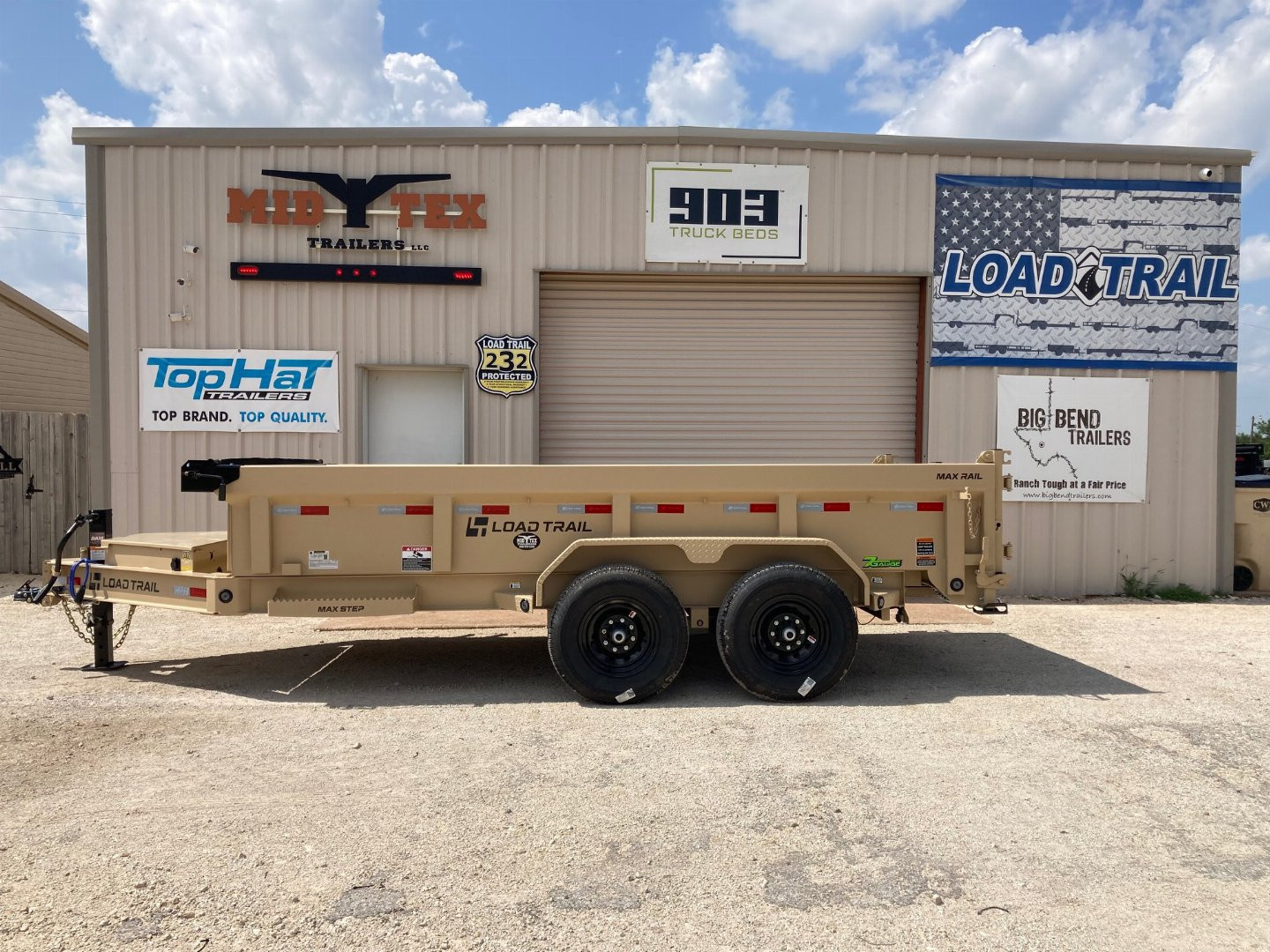 New 2026 Load Trail 14' x 83" Tandem Axle Low-Pro Dump Trailer (Coyote Tan)