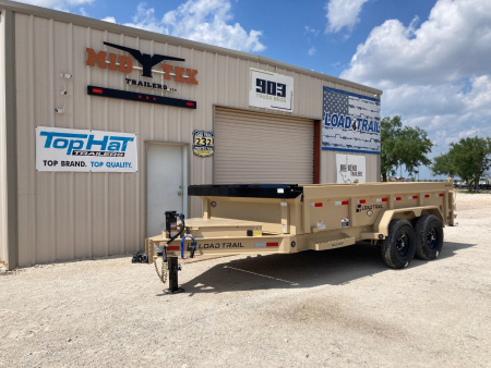 New 2026 Load Trail 14' x 83" Tandem Axle Low-Pro Dump Trailer (Coyote Tan)