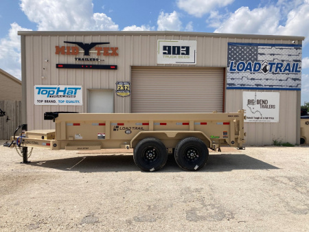 New 2026 Load Trail 14' x 83" Tandem Axle Low-Pro Dump Trailer (Coyote Tan)