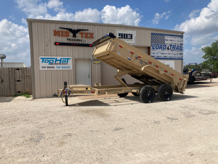 New 2026 Load Trail 14' x 83" Tandem Axle Low-Pro Dump Trailer (Coyote Tan)