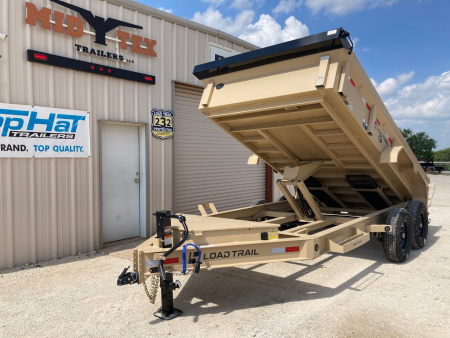 New 2026 Load Trail 14' x 83" Tandem Axle Low-Pro Dump Trailer (Coyote Tan)