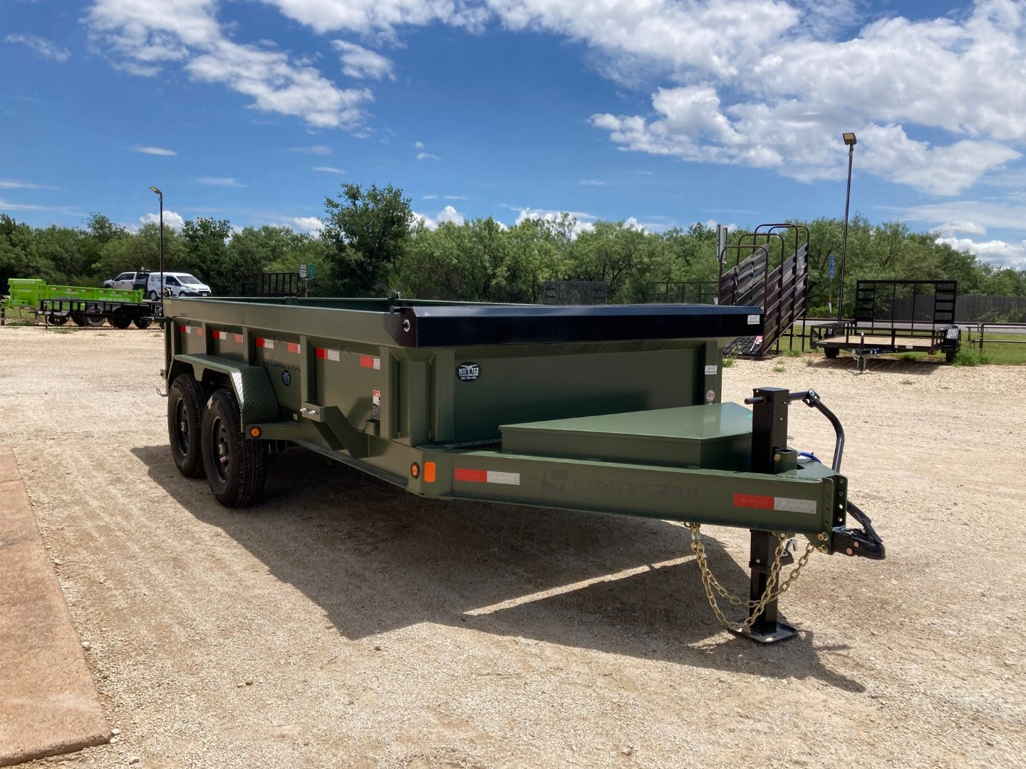 New 2025 Load Trail 14' x 83" Tandem Axle Low-Pro Dump Trailer (Army Green)
