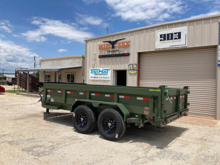 New 2025 Load Trail 14' x 83" Tandem Axle Low-Pro Dump Trailer (Army Green)