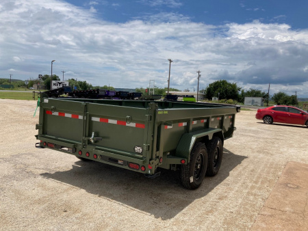 New 2025 Load Trail 14' x 83" Tandem Axle Low-Pro Dump Trailer (Army Green)