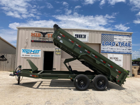 New 2025 Load Trail 14' x 83  Tandem Axle Low-Pro Dump Trailer (Army Green)