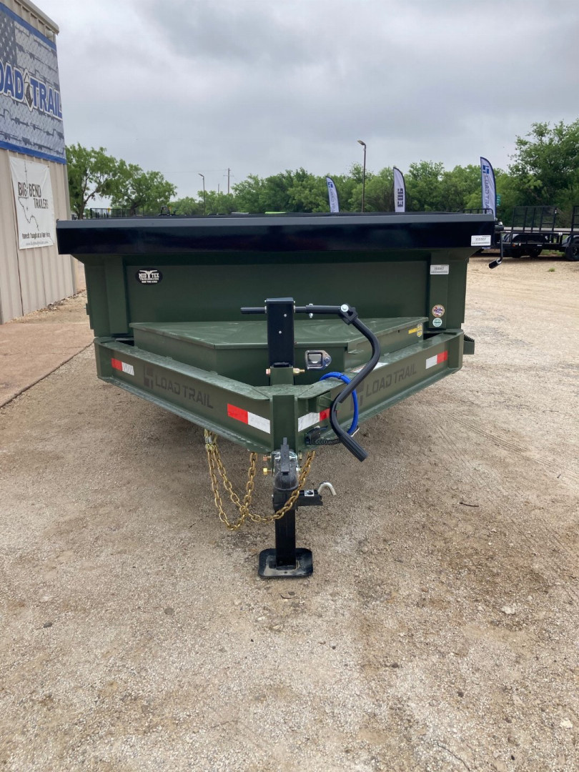 New 2025 Load Trail 14' x 83" Tandem Axle Dump Low-Pro Dump Trailer(Army Green)