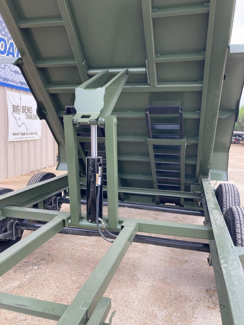 New 2025 Load Trail 14' x 83" Tandem Axle Dump Low-Pro Dump Trailer(Army Green)