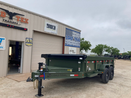 New 2025 Load Trail 14' x 83" Tandem Axle Dump Low-Pro Dump Trailer(Army Green)