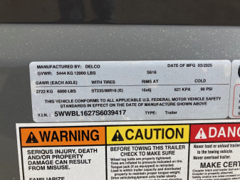 New 2025 Delco Stock Trailer Bumper Pull 6' X 16'