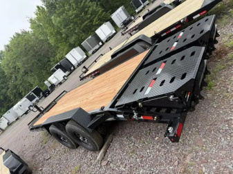 New 2025 BWISE 14K 83x20 Equipment Trailer w/Dovetail and Leveling Ramps