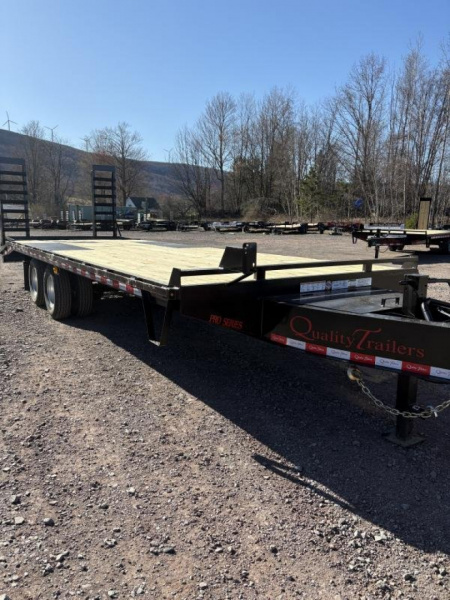 New 2025 Quality Trailers 96  x 25' (21'+4' Pop-Up Dove Tail)  Deckover Trailer
