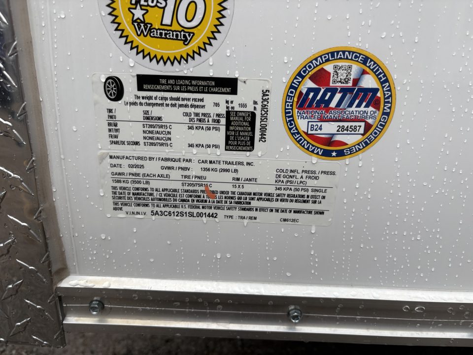 New 2025 Car Mate Trailers 6x12 6'6" interior height Sportster Cargo / Enclosed Trailer with Double Doors