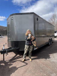 New 2024 Wells Cargo 8.5x24 REVV Racing Trailer with Rear Spoiler and BLACKOUT package